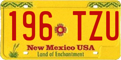 NM license plate 196TZU