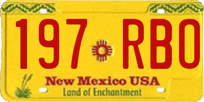 NM license plate 197RBO