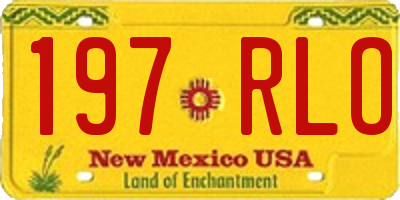 NM license plate 197RLO