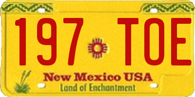 NM license plate 197TOE