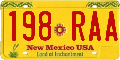 NM license plate 198RAA