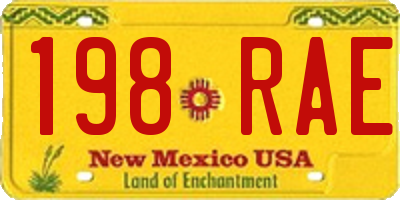NM license plate 198RAE