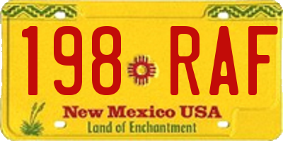 NM license plate 198RAF