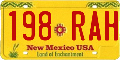 NM license plate 198RAH