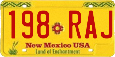 NM license plate 198RAJ