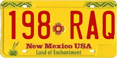 NM license plate 198RAQ