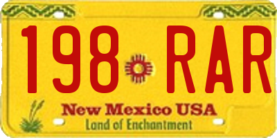NM license plate 198RAR