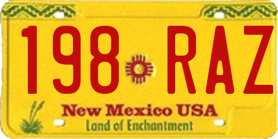 NM license plate 198RAZ