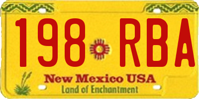 NM license plate 198RBA