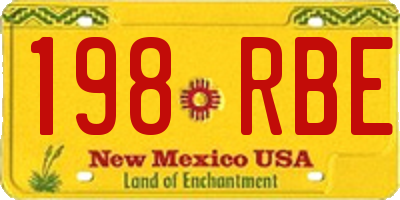 NM license plate 198RBE