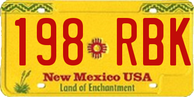 NM license plate 198RBK