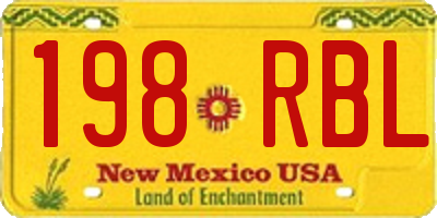 NM license plate 198RBL