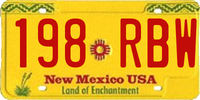 NM license plate 198RBW