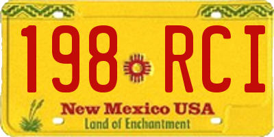 NM license plate 198RCI
