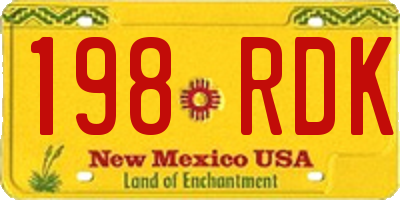 NM license plate 198RDK