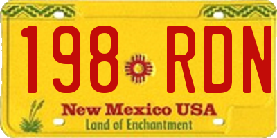 NM license plate 198RDN
