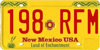 NM license plate 198RFM