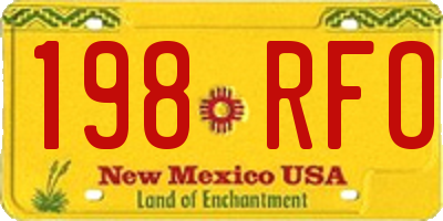 NM license plate 198RFO
