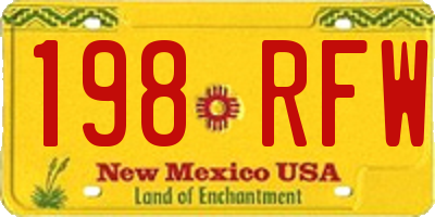 NM license plate 198RFW