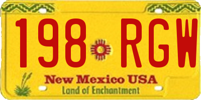 NM license plate 198RGW