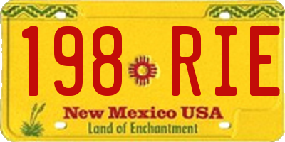 NM license plate 198RIE