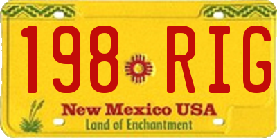NM license plate 198RIG