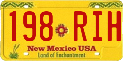 NM license plate 198RIH