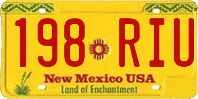 NM license plate 198RIU