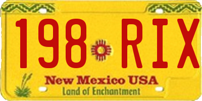 NM license plate 198RIX
