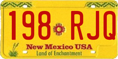NM license plate 198RJQ