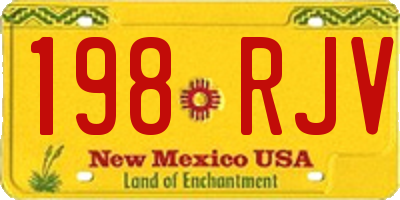 NM license plate 198RJV