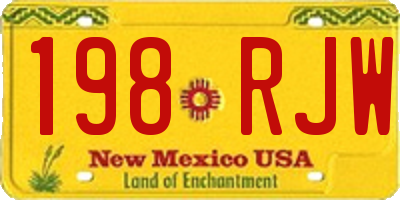 NM license plate 198RJW