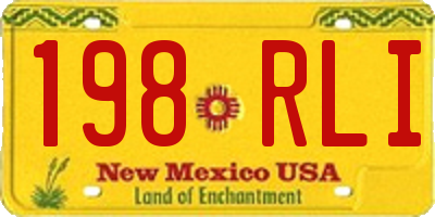 NM license plate 198RLI
