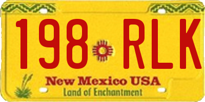 NM license plate 198RLK