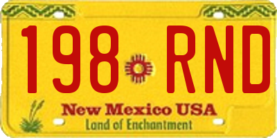 NM license plate 198RND