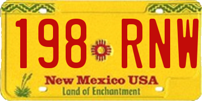 NM license plate 198RNW