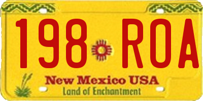 NM license plate 198ROA