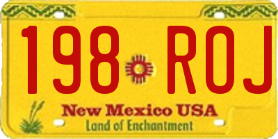 NM license plate 198ROJ