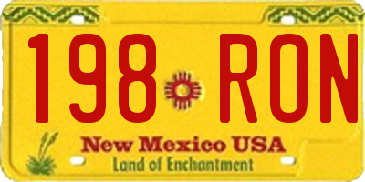 NM license plate 198RON