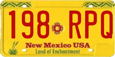 NM license plate 198RPQ