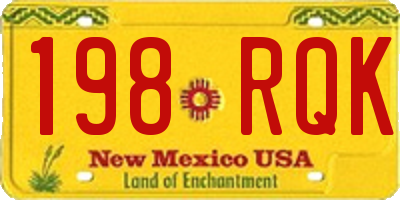 NM license plate 198RQK