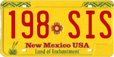 NM license plate 198SIS