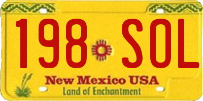 NM license plate 198SOL