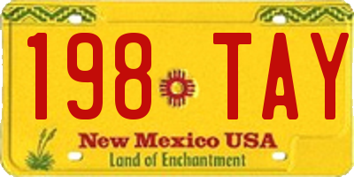 NM license plate 198TAY