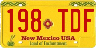NM license plate 198TDF