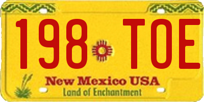 NM license plate 198TOE
