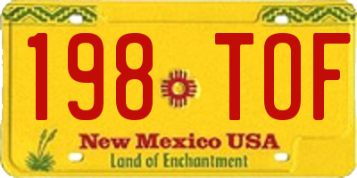 NM license plate 198TOF