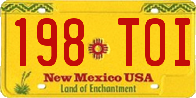 NM license plate 198TOI