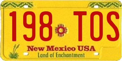 NM license plate 198TOS