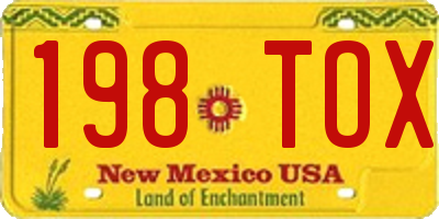 NM license plate 198TOX